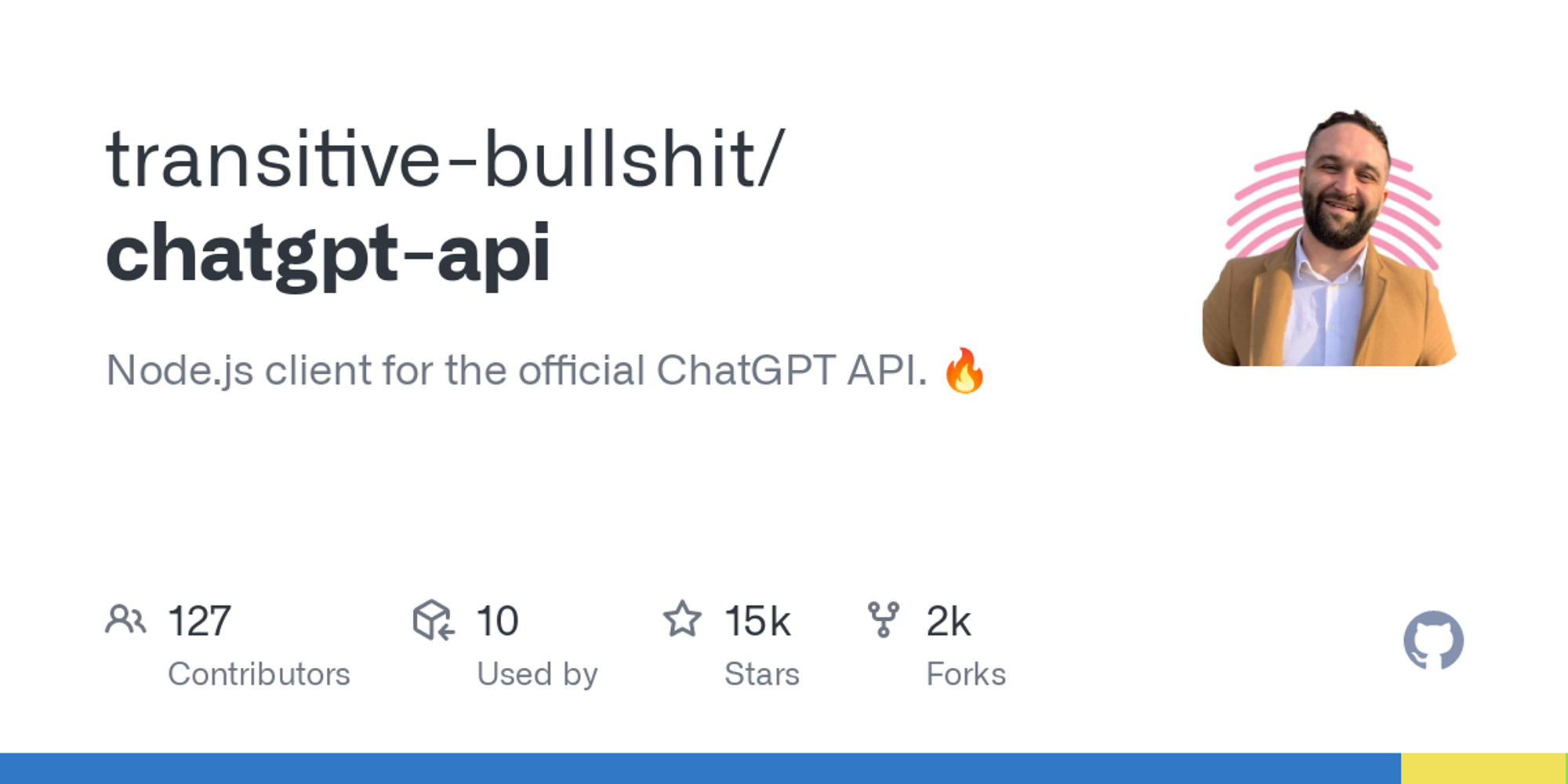 GitHub - transitive-bullshit/chatgpt-api: Node.js client for the unofficial ChatGPT API. 🔥